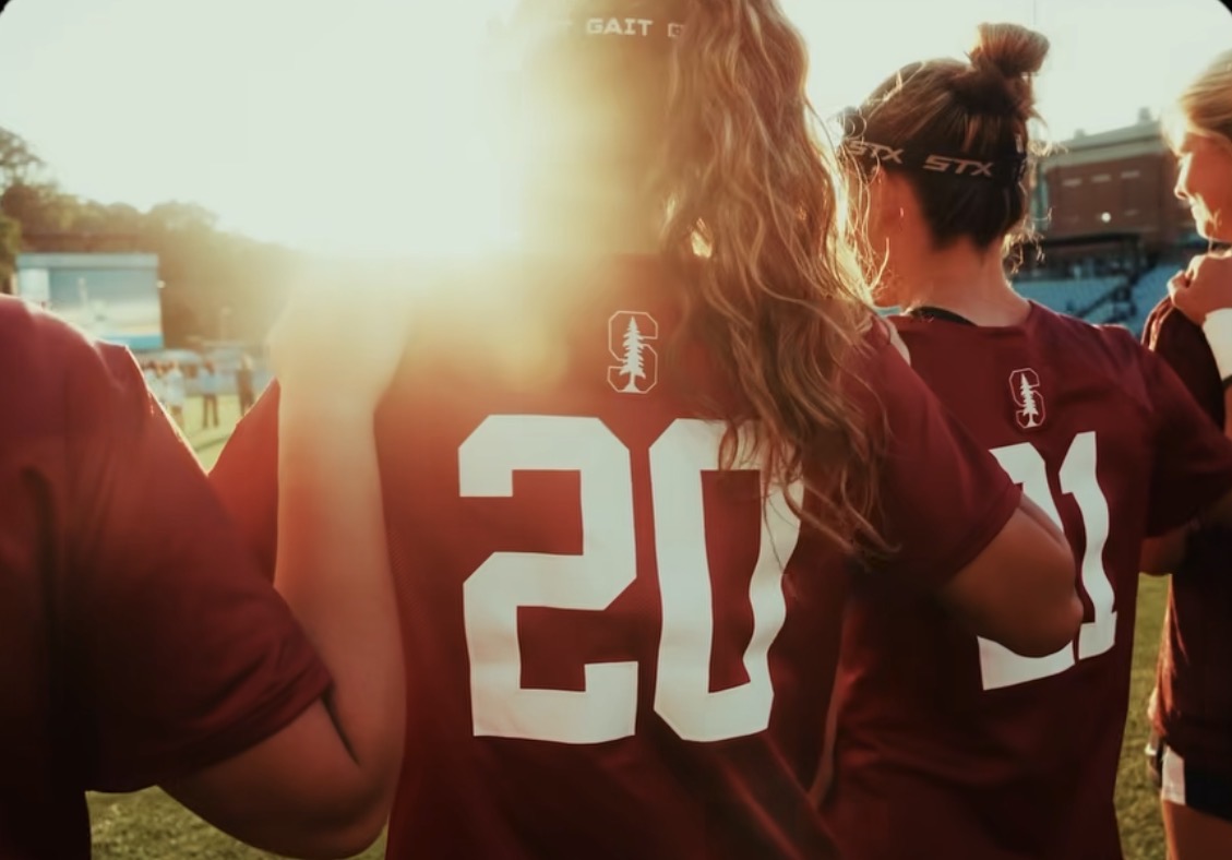 Anna Colpack's Stanford number 20 jersey in the sun before a lacrosse game